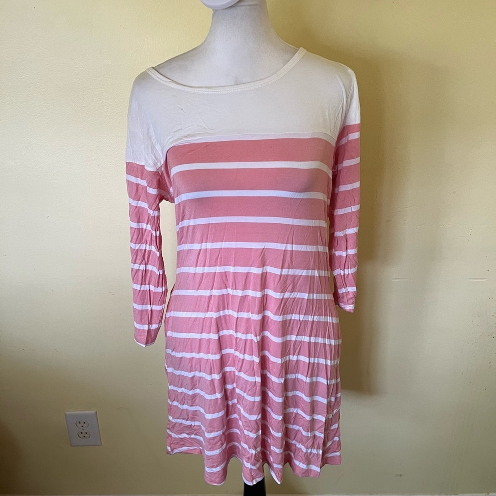 Yelete Pink and White Striped Dress Size Medium NWT